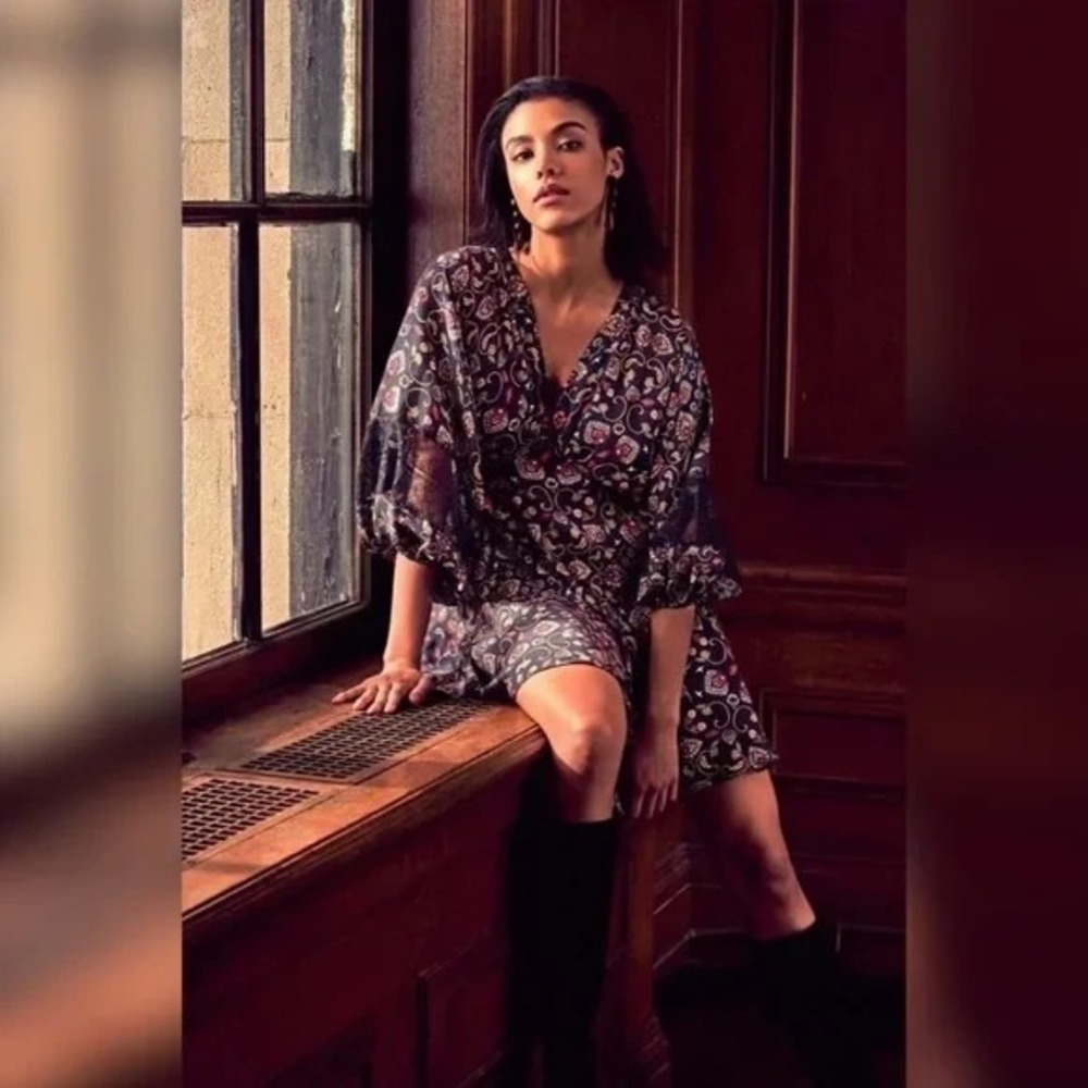 NWT Anthropologie Sachin + Babi Caden Black Swirl Print Dress XL Retail $395